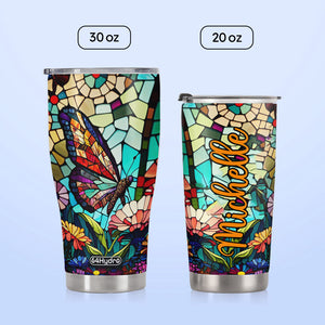 Butterfly Colorful Crystal Mosaic HHAY060723425 Stainless Steel Tumbler