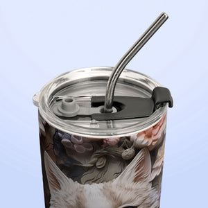 Cat Flowers Plaster Carving HHAY100723670 Stainless Steel Tumbler