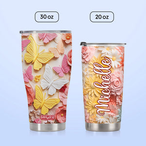 Colorful Butterfly Plaster Carving HHAY060723960 Stainless Steel Tumbler
