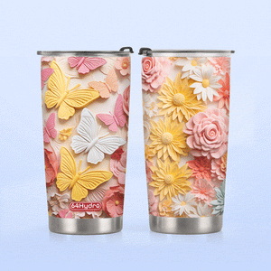 Colorful Butterfly Plaster Carving HHAY060723960 Stainless Steel Tumbler