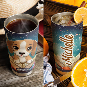 Cute Beagle Reading Books HTRZ12098017RF Stainless Steel Tumbler