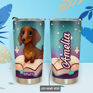 Cute Dachshund Reading Books HTRZ12092303DS Stainless Steel Tumbler