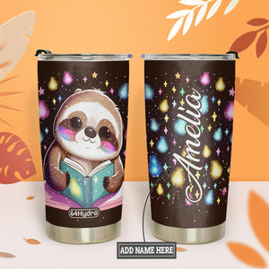 Cute Sloth Reading Books HTRZ05096535TB Stainless Steel Tumbler