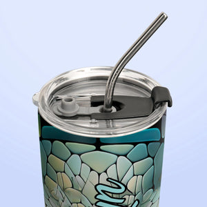 Dragonfly Aquamarine Crystal Mosaic HTRZ05098014FT Stainless Steel Tumbler