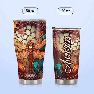 Dragonfly Carnelian Crystal Mosaic HTRZ05091866SB Stainless Steel Tumbler