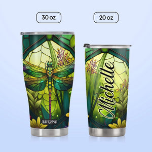 Dragonfly Peridot Crystal Mosaic HTRZ07092687YB Stainless Steel Tumbler