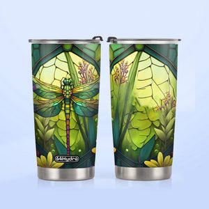 Dragonfly Peridot Crystal Mosaic HTRZ07092687YB Stainless Steel Tumbler