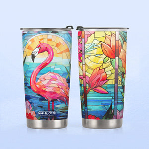 Flamingo Mosaic Tropical Garden HHAY100723059 Stainless Steel Tumbler