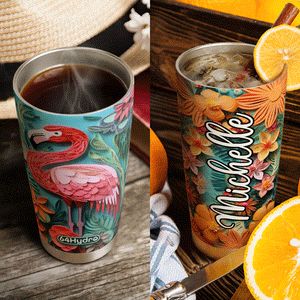 Flamingo Tropical Paper Quiling HHAY060723102 Stainless Steel Tumbler