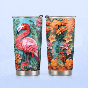 Flamingo Tropical Paper Quiling HHAY060723102 Stainless Steel Tumbler