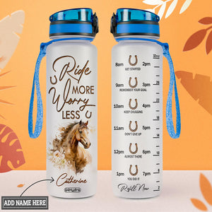 Horse Ride More Worry Less HTRZ15084559QB Water Tracker Bottle