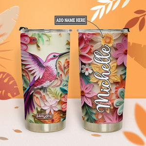 Hummingbird Flowers Paper Quiling HHAY060723187 Stainless Steel Tumbler