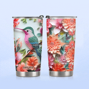 Hummingbird In Flowers Garden Paper Quiling HHAY060723377 Stainless Steel Tumbler