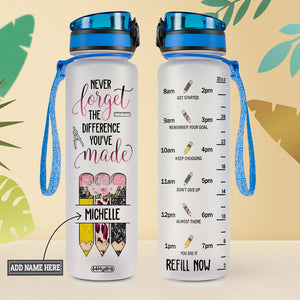 Never Forget The Difference You Have Made HHRZ27077784LS Water Tracker Bottle