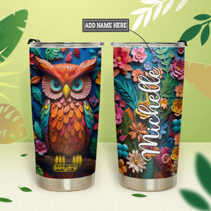 Owl Colorful Garden Plaster Carving HHAY100723839 Stainless Steel Tumbler