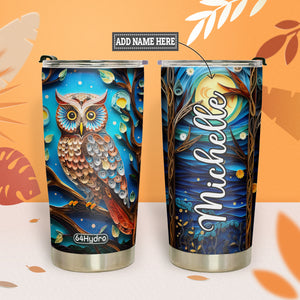 Owl In Night Forest Paper Quiling HHAY060723472 Stainless Steel Tumbler