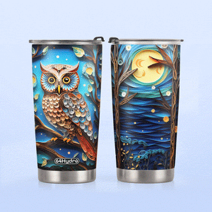 Owl In Night Forest Paper Quiling HHAY060723472 Stainless Steel Tumbler