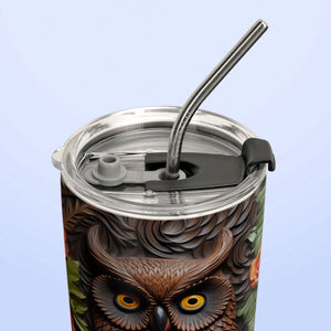 Owl Leather Carving HHAY100723892 Stainless Steel Tumbler