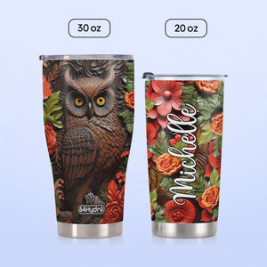 Owl Leather Carving HHAY100723892 Stainless Steel Tumbler