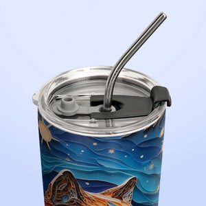 Wolf Night Forest Paper Quiling HHAY060723828 Stainless Steel Tumbler