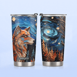 Wolf Night Forest Paper Quiling HHAY060723828 Stainless Steel Tumbler
