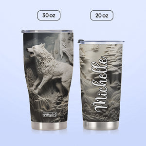 Wolf Plaster Carving HHAY100723452 Stainless Steel Tumbler